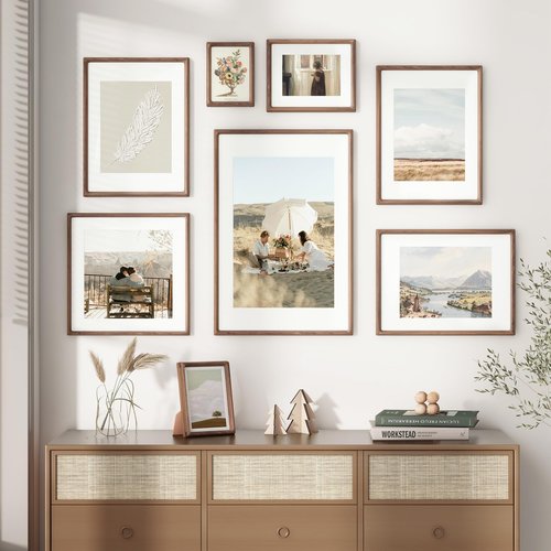 11x14 Picture Frame, USA-Sourced Walnut Wood Photo Frames with HD Tempered Glass, Handcrafted Rounded Corner 11 x 14 Wooden Frame Matted to 8x10 Photos, Gallery Wall Frames for Posters & Art Prints