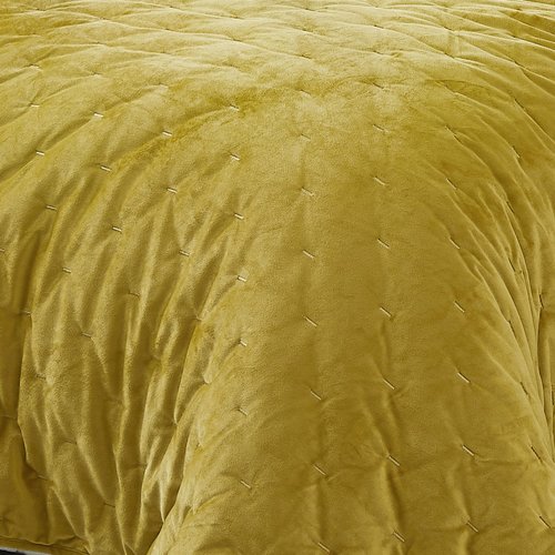 Lush Decor - Quilt Set, 3-Piece Cozy Velvet Bedding with Matching Shams, Embroidered Stitch Design (Haven Mineral Yellow, Full/Queen)
