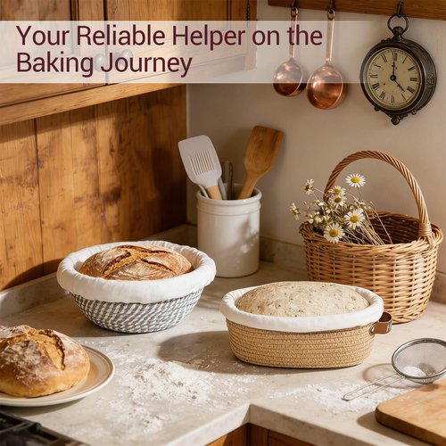 Banneton Bread Proofing Basket - Sourdough Baking Set with Liners & Covers | Oval & Round Sizes