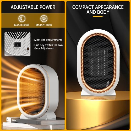 Space Heaters for Indoor Use,1200W 2Speed Portable Heater Fast Quiet Electric Small Space Heater for bedroom,Ceramic Heates Personal Heaters Mini Space Heater Overheating Protection,Dumping Shutdown