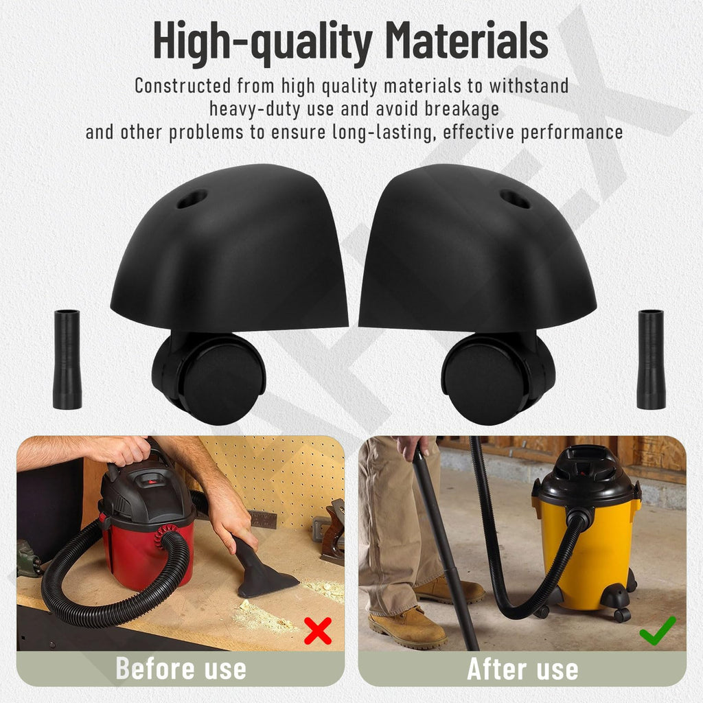Heavy Duty Caster Wheels & Foot Replacement Kit for Shop Vac Vacuum Fits A & B Cleaner, Parts Replacement 8568000 8568010 8568011 8568009 Models, Provides Stability, Support