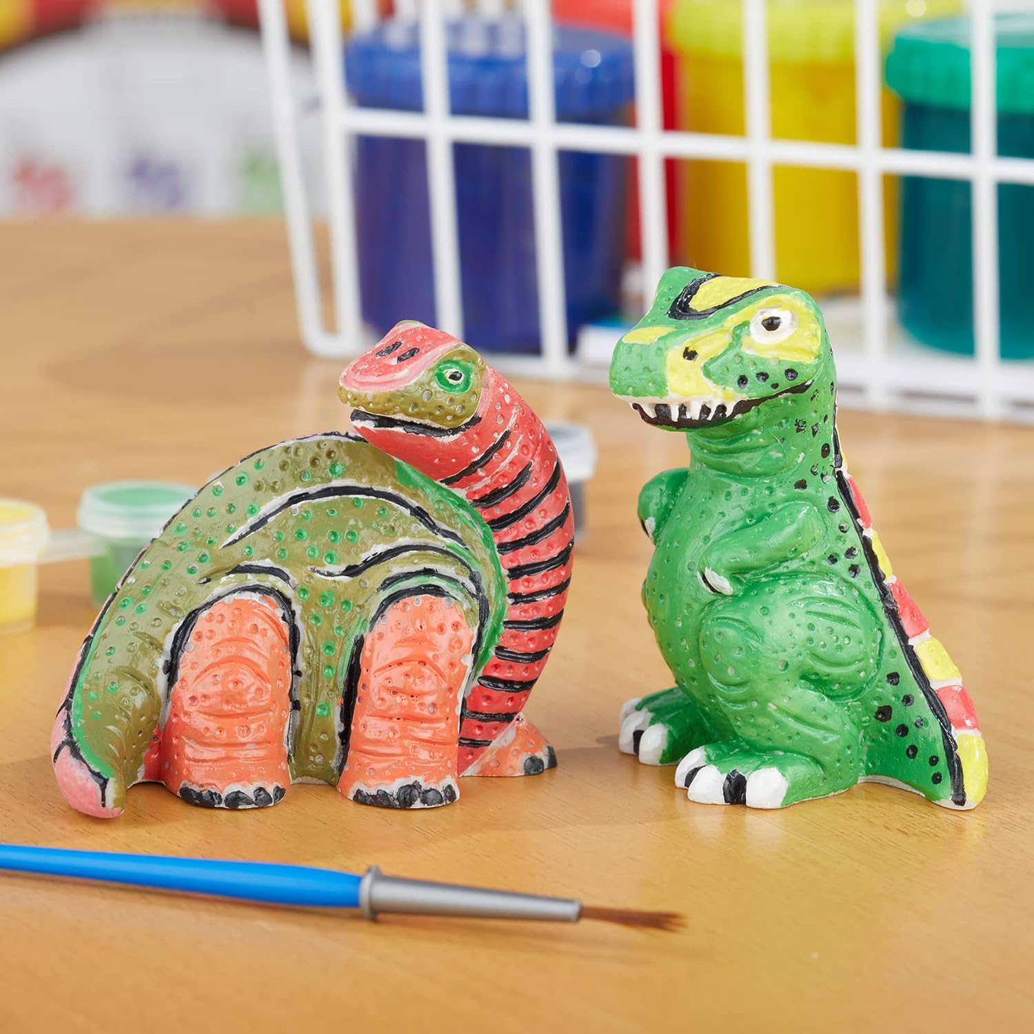 Melissa & Doug Dinosaur Figurines Craft Kit - Create Your Own Dinosaurs with 2 Resin Figures & 6 Paints
