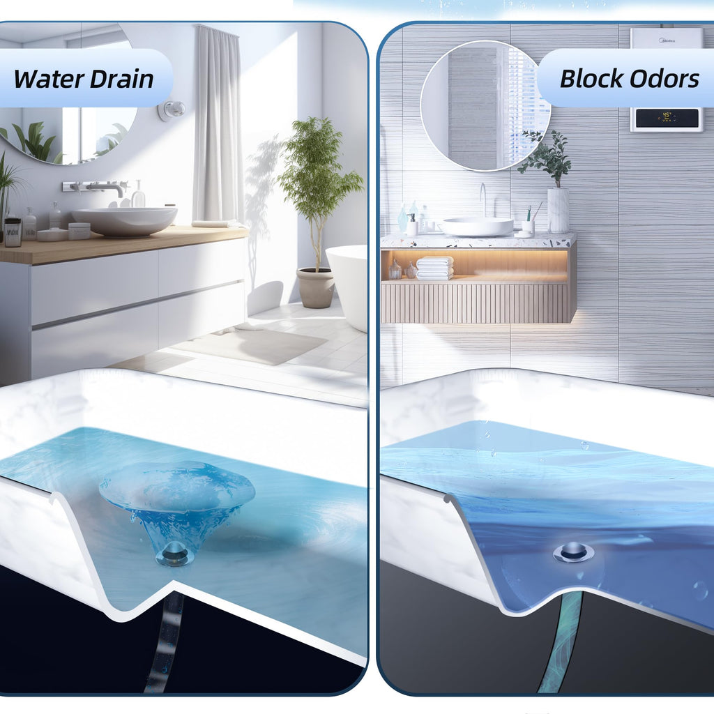 Universal 3 in 1 Bathtub Drain Stopper, Pop up Tub Stopper Bathtub Drain with Filter Basket, Anti-Clogging Bath Tub Drain Stoppers Fit 1.45-1.8” Hole,Bathtub Drain Hair Catcher