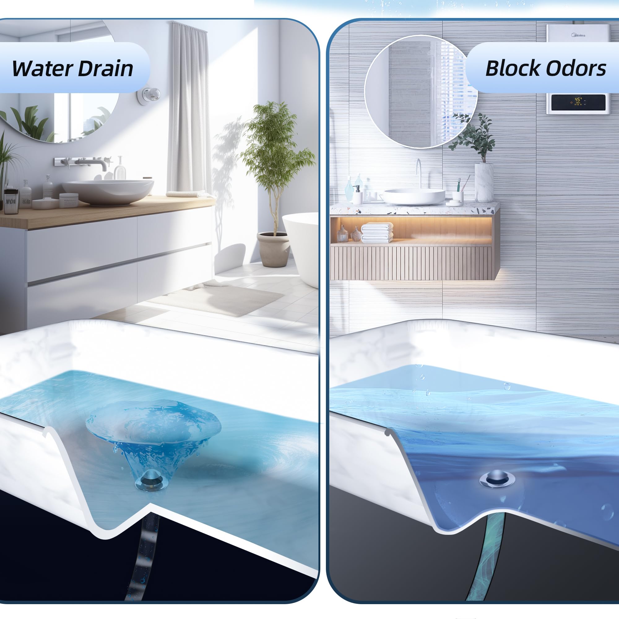 Universal 3 in 1 Bathtub Drain Stopper, Pop up Tub Stopper Bathtub Drain with Filter Basket, Anti-Clogging Bath Tub Drain Stoppers Fit 1.45-1.8” Hole,Bathtub Drain Hair Catcher