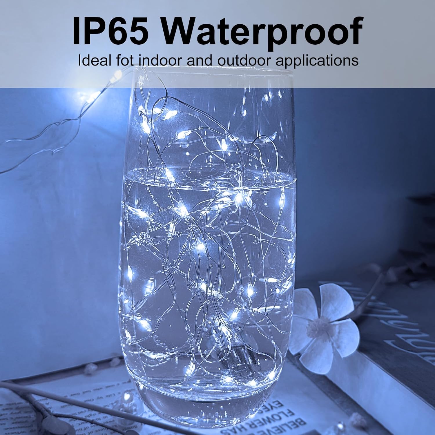 Skiennix 12 Pack LED Fairy Lights - Waterproof 7FT Silver Wire String Lights for DIY Christmas Decor