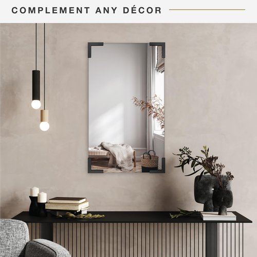 MCS 20x34 Black Metal Corner Frameless Mirror