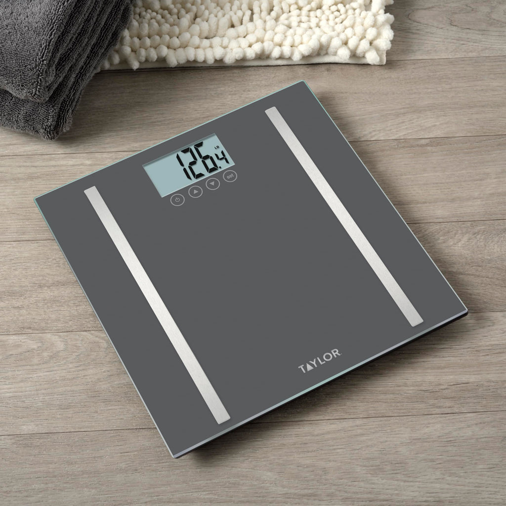 Taylor Digital Body Composition Scale, Bathroom Scale for Body Weight, Measures Body Fat, Body Water & Muscle Mass, 8 User Recognition, Normal & Athlete Modes, 400 lb Capacity, Black