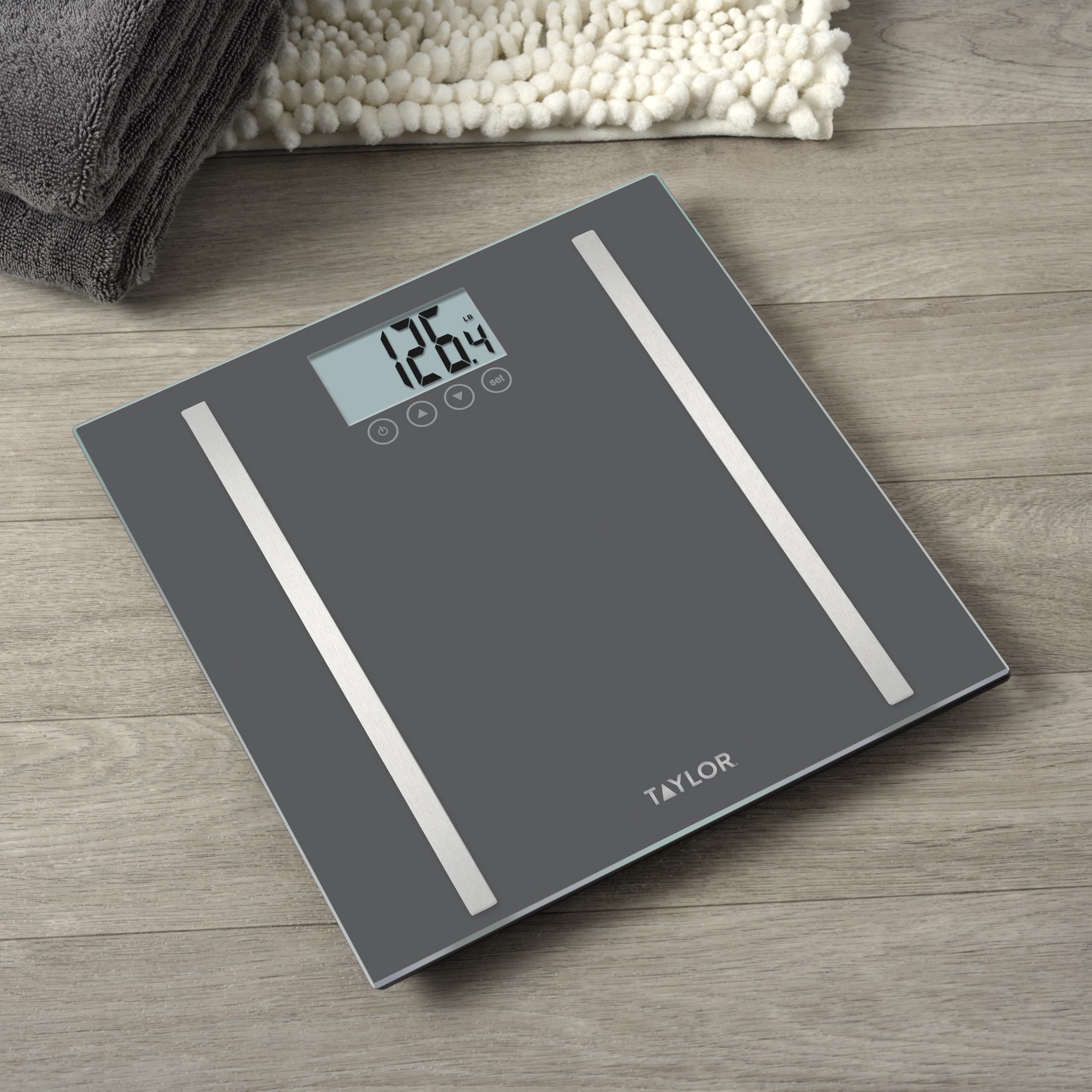 Taylor Digital Body Composition Scale, Bathroom Scale for Body Weight, Measures Body Fat, Body Water & Muscle Mass, 8 User Recognition, Normal & Athlete Modes, 400 lb Capacity, Black