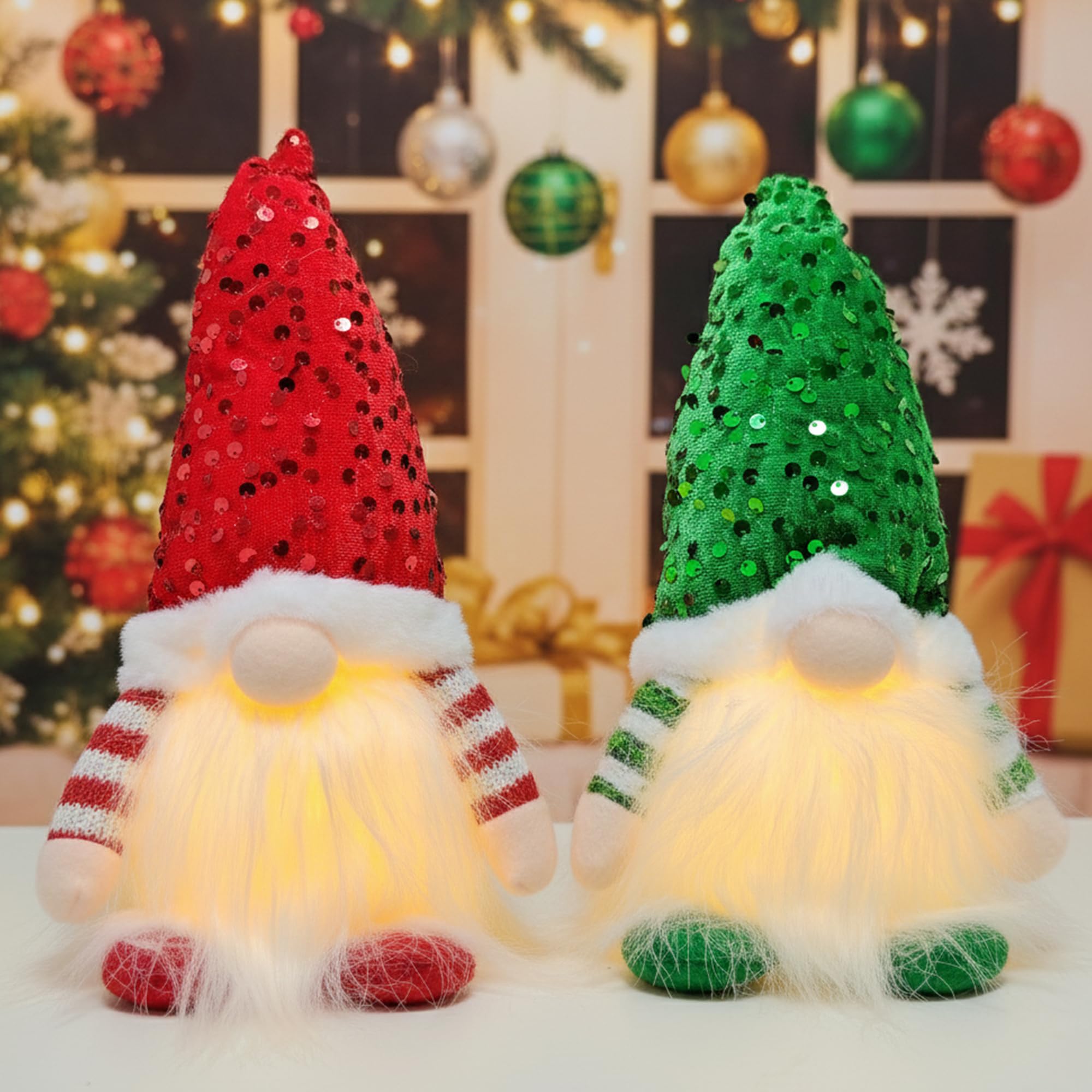 Dykofy Gnome Couple Valentines Day Decorations - 12'' Light Handmade Gnome Plush Doll Gifts - Home Indoor Office Tabletop Valentines Decor - Romantic Anniversary Bday Xmas Party Decor