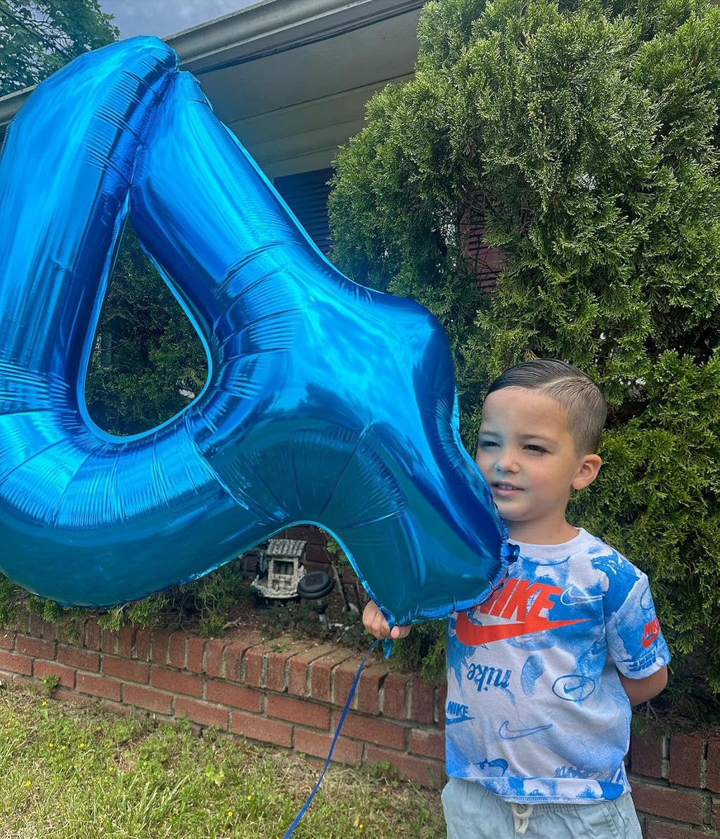 Number 4 Balloon - 40 Inch Navy Blue Party Decoration | Large 4th Birthday Celebration Decor