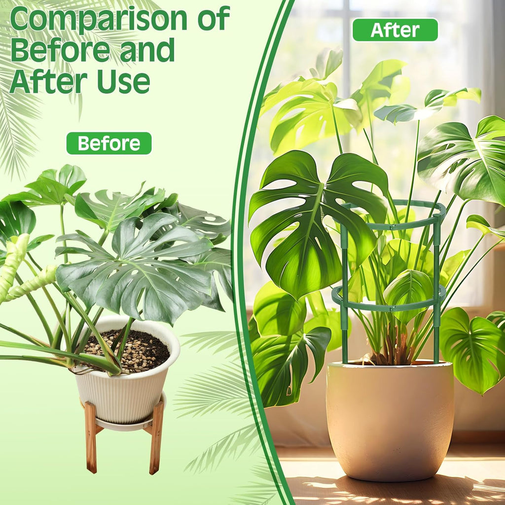 Skiennix Plant Support Stakes - 48 Pcs Half Round Indoor/Outdoor Garden Support with Clips for Climbing Plants