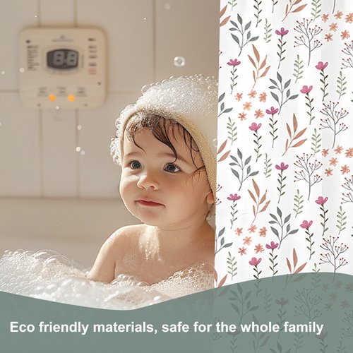 Bestfaith Plastic Shower Curtain Liner, Premium EVA 6G Fresh Flower Shower Curtain, Shower Curtains for Bathroom with 3 Magnetic Weights and Rustproof Grommets (Fresh Flower, 72x72 in)