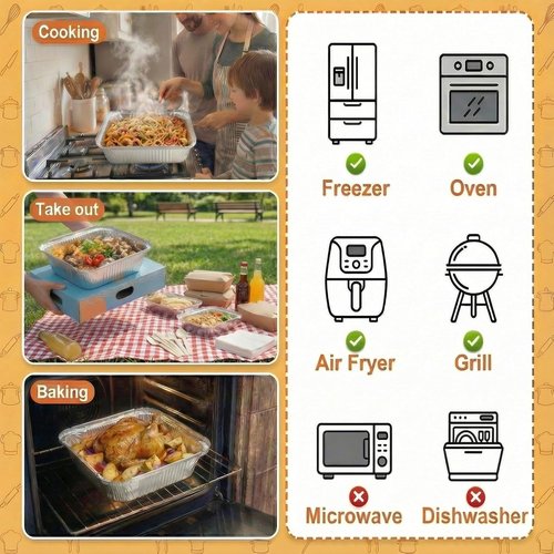 Aluminum Pans Combo Set by [Brand Name] - 40 Pack Disposable Foil Pans with Lids | 9x9 & 8x8 Sizes for Meal Prep & Cooking