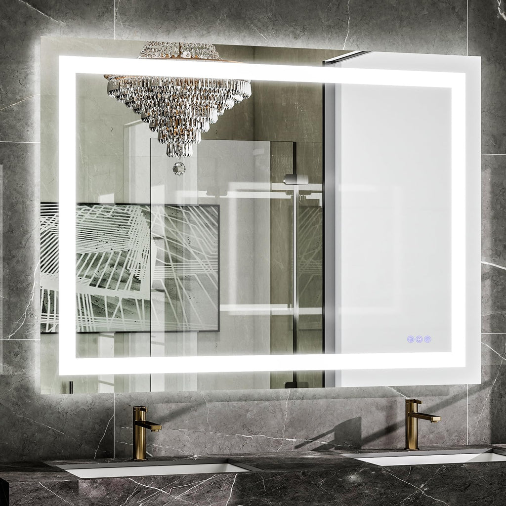 VooBang LED Bathroom Mirror 26 x 38 inches - 3 Adjustable Lighting Modes Lighted Smart Bathroom Vanity Mirror, Anti-Fog, Memory Function, Tempered Glass, Wall Mounted Horizontally Vertically