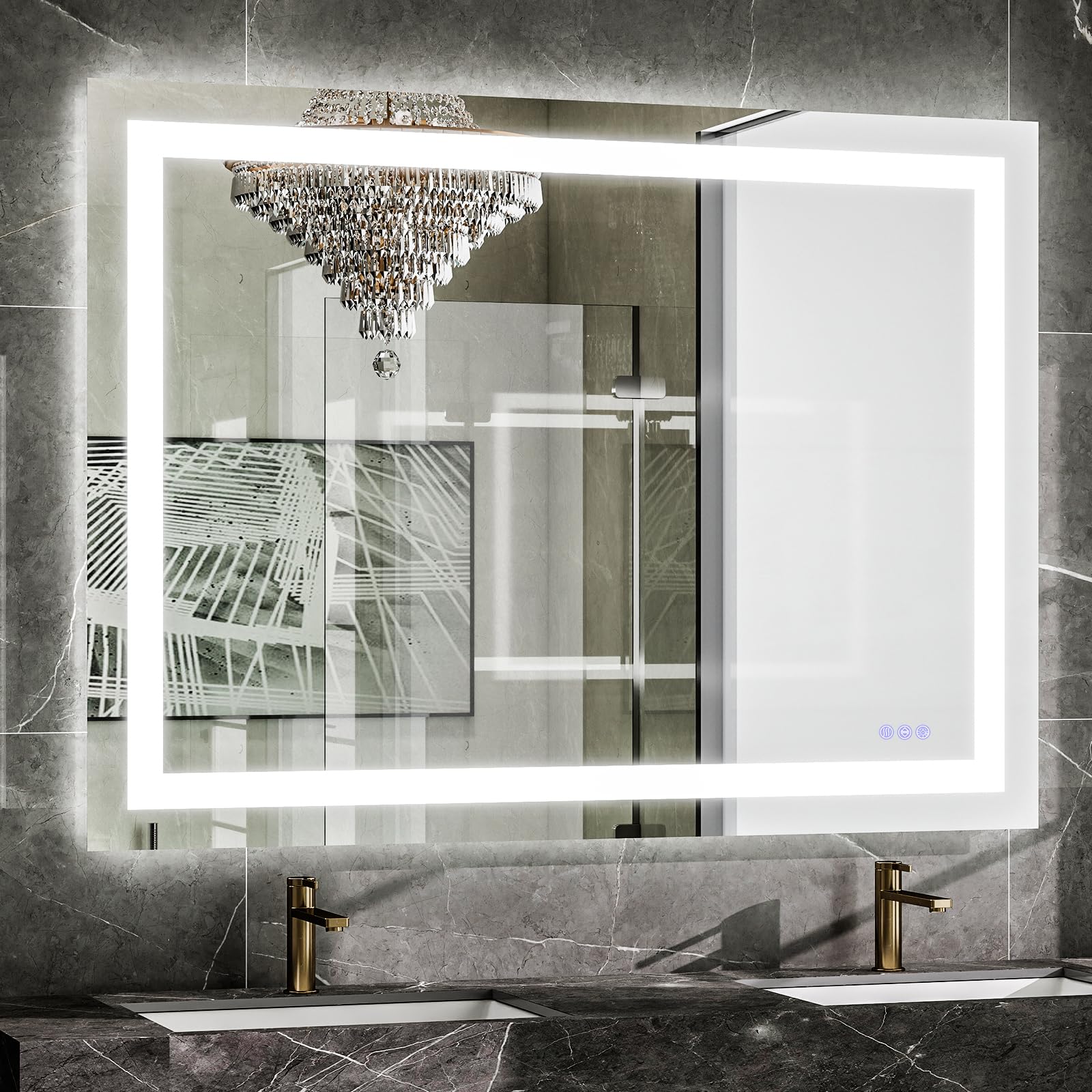 VooBang LED Bathroom Mirror 26 x 38 inches - 3 Adjustable Lighting Modes Lighted Smart Bathroom Vanity Mirror, Anti-Fog, Memory Function, Tempered Glass, Wall Mounted Horizontally Vertically