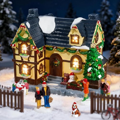 Hand-Painted Christmas House by Christmas Collectibles - Snowman Village Decor for Festive Home