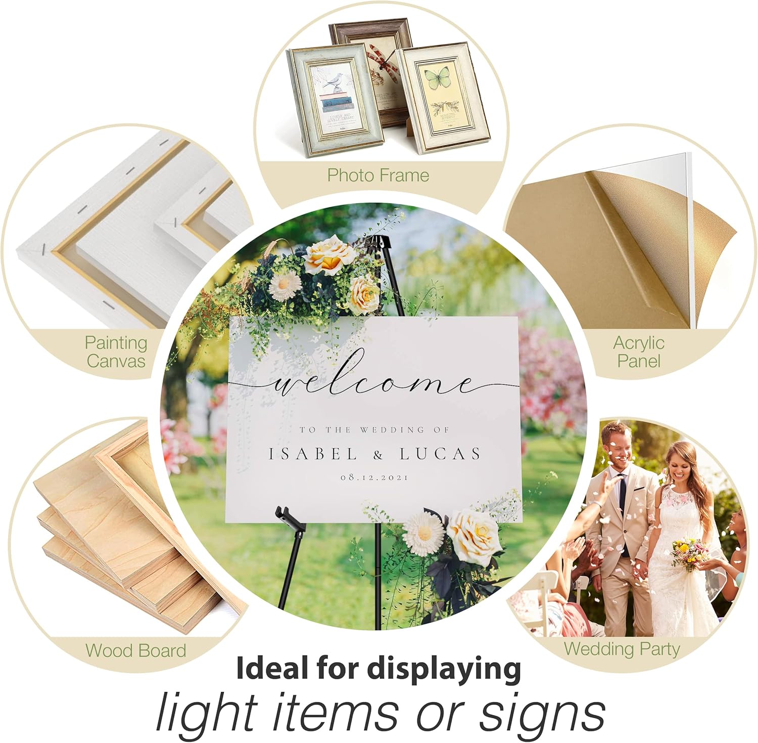 Regine Switzerland 63" Adjustable Metal Easel Stand - Perfect for Wedding Signs & Art Displays