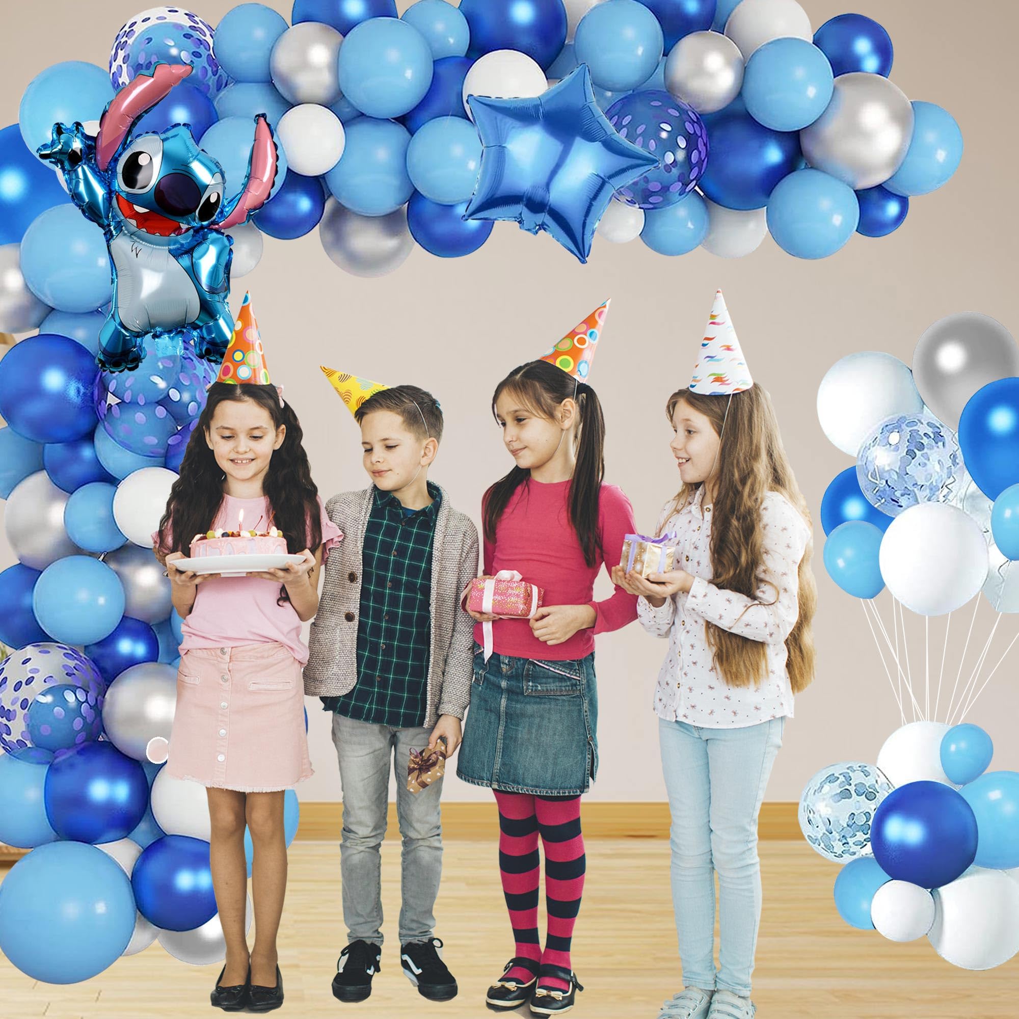 Cartoon Birthday Decorations, Blue Balloons Arch Kit, Theme Party Decorations Supplies for Theme Birthday Decoration