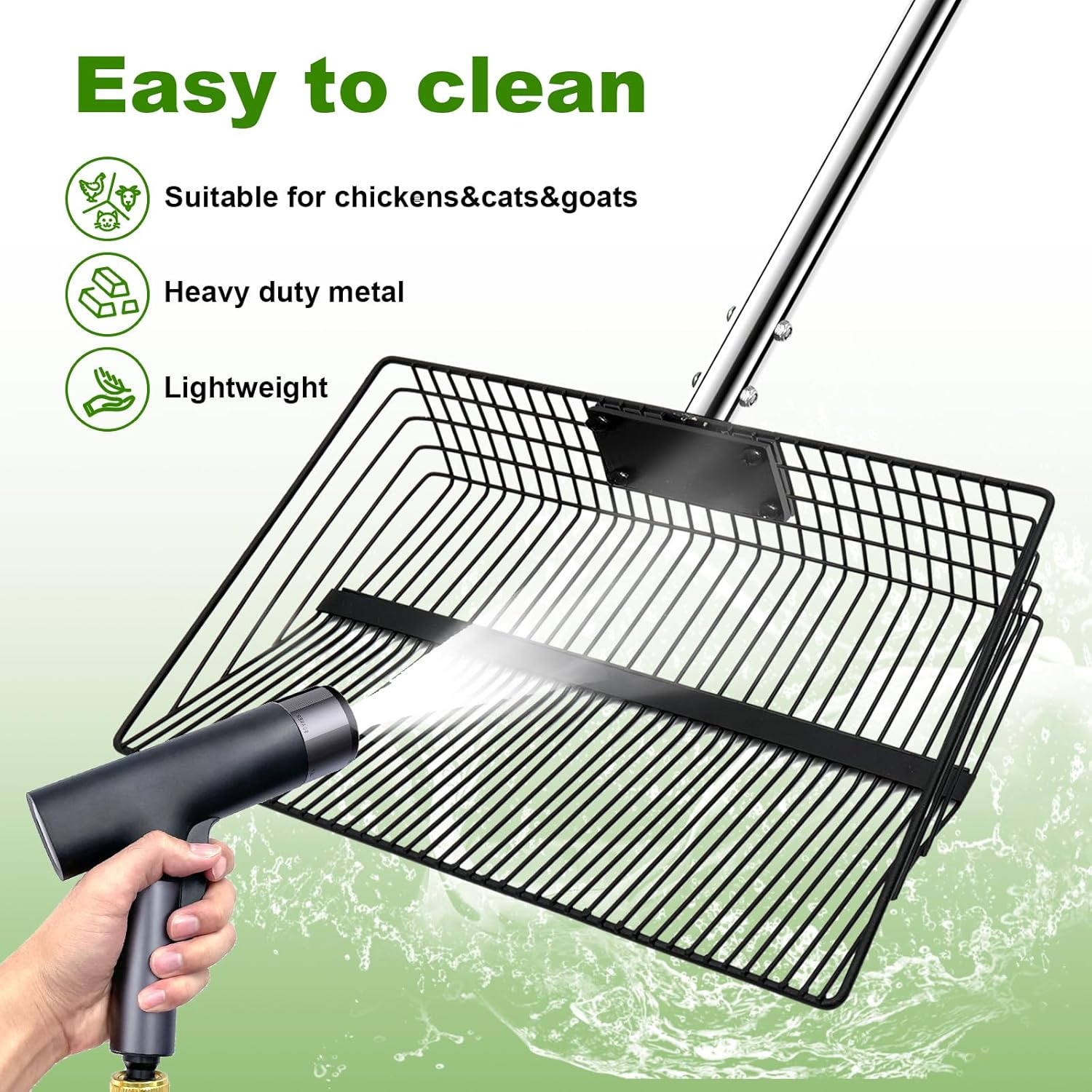 Skiennix Chicken Poop Scooper - 12-Inch Heavy Duty Litter Shovel with Stainless Steel Handle | 4-in-1 Design