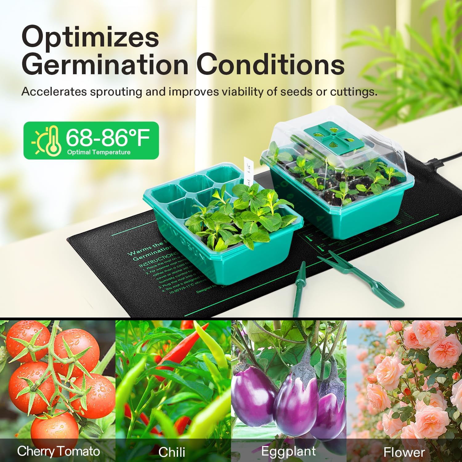 VIVOSUN Waterproof Seedling Heat Mat - UL & MET-Certified Hydroponic Heating Pad | 10" x 20.75" for Germination