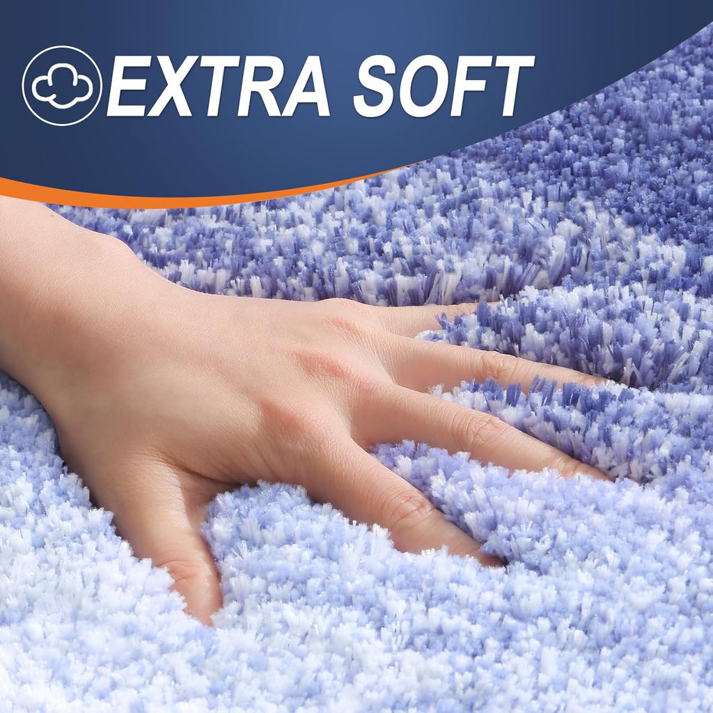 OLANLY Bathroom Runner Rugs - Extra Soft Microfiber Mat 44x24 | Quick Dry, Washable, Rubber Backing, Blue-Violet