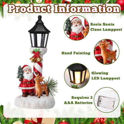 **Regine Switzerland Christmas Light Table Decorations - 2 Pack Red Cardinal LED Lamppost Statues for Holiday Home Decor**