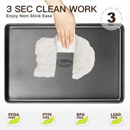 HONGBAKE Jelly Roll Pan - Non-Stick Baking Sheet with Diamond Texture | Heavy-Duty 15x10 Dark Gray