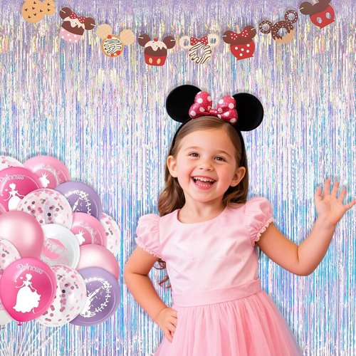 Iridescent Party Decorations - Holographic Foil Fringe Backdrop Tinsel Curtains | 3.28x6.56ft, 2 Packs