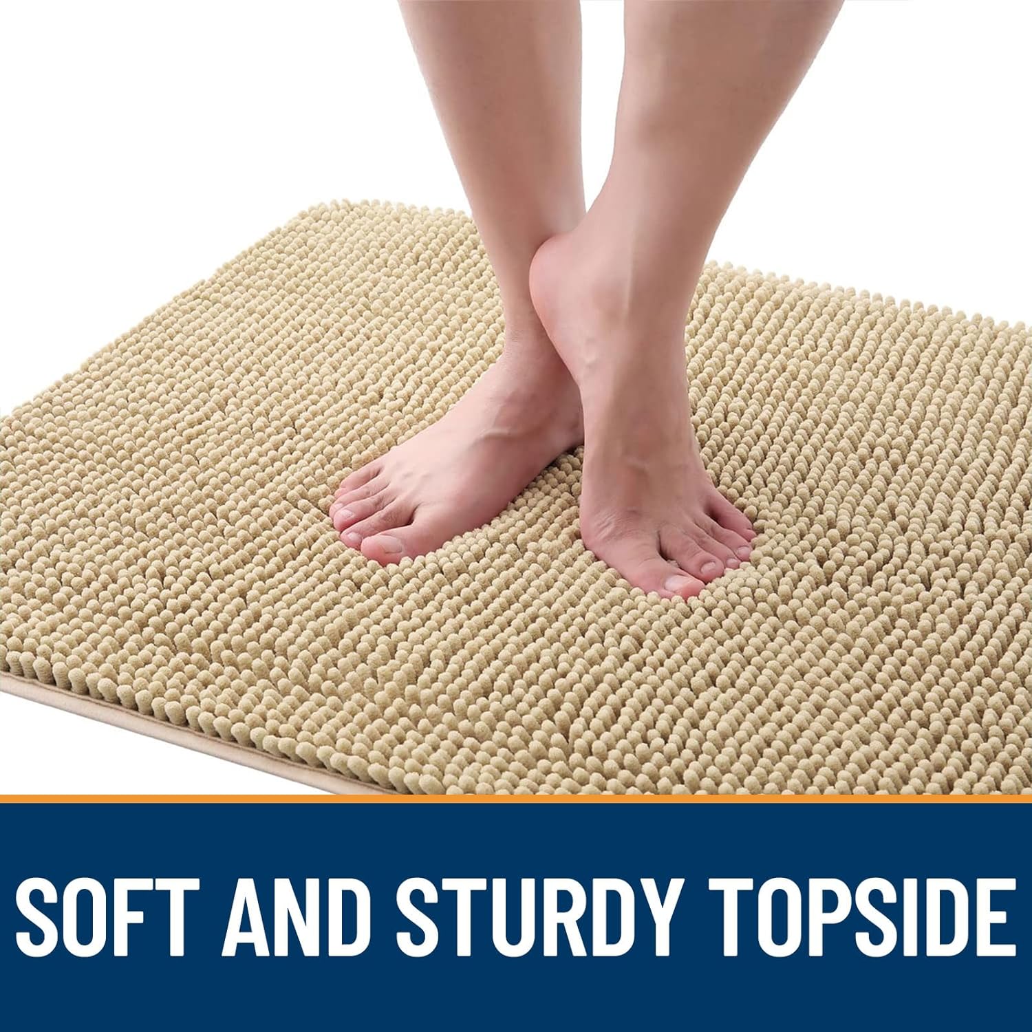 OLANLY Dog Door Mat - Absorbent Non-Slip Chenille Mat for Muddy Paws | 45x27 Inches, Quick Dry, Beige