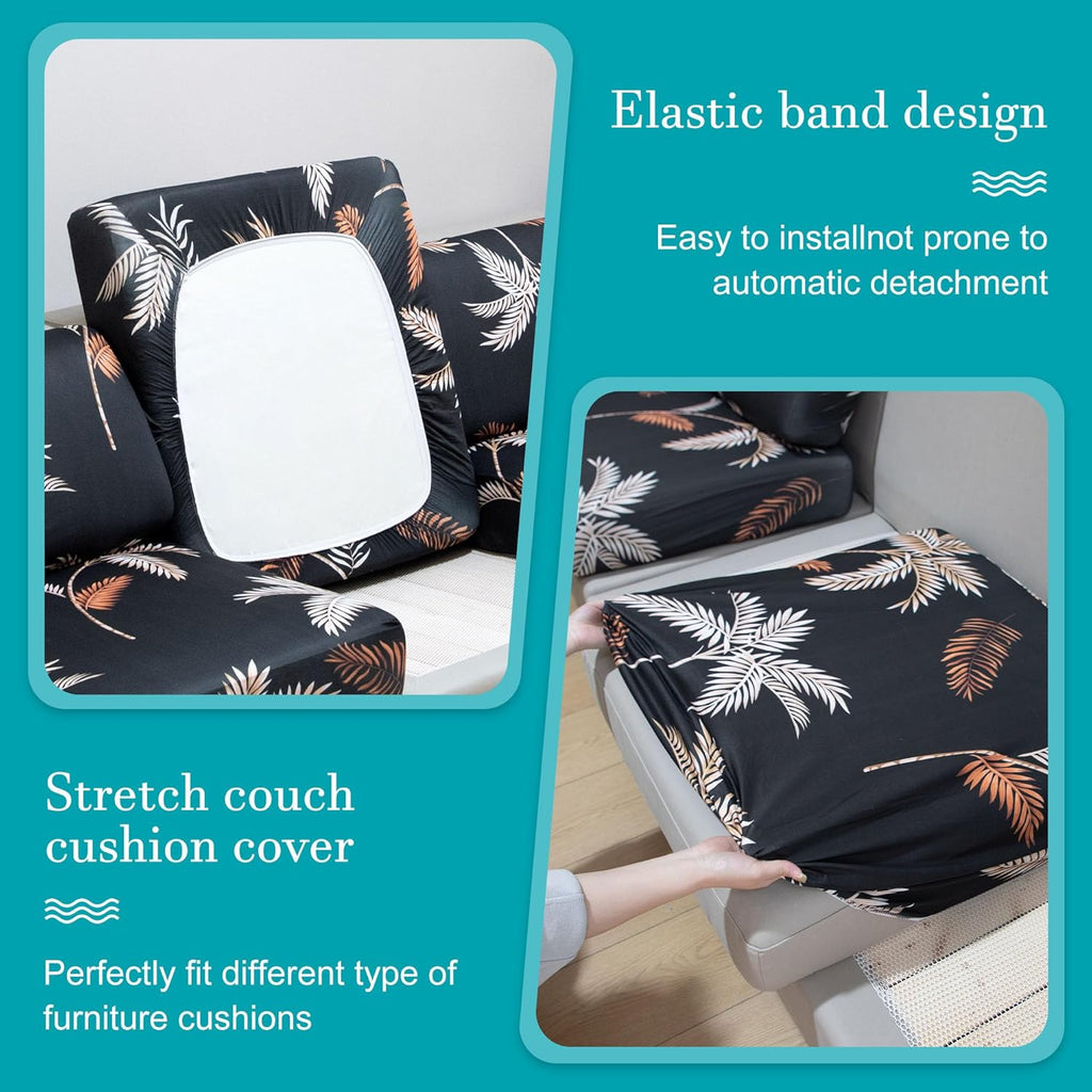 Skiennix 14-Piece Stretch Patio Cushion Covers - Washable Outdoor Sofa Slipcovers | Coconut Trees Design