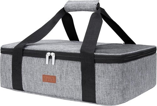 Lifewit Insulated Casserole Carrier - Perfect for Hot or Cold Food | Fits 9"x13" Baking Dish, Grey