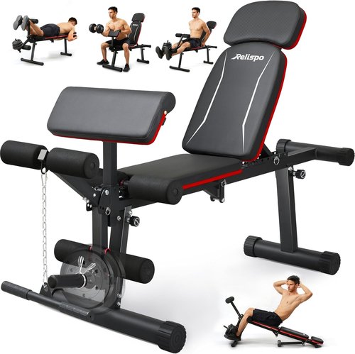 **Skiennix Adjustable Weight Bench - 1200LB Capacity, 9 Back Positions, Foldable for Home Gym**