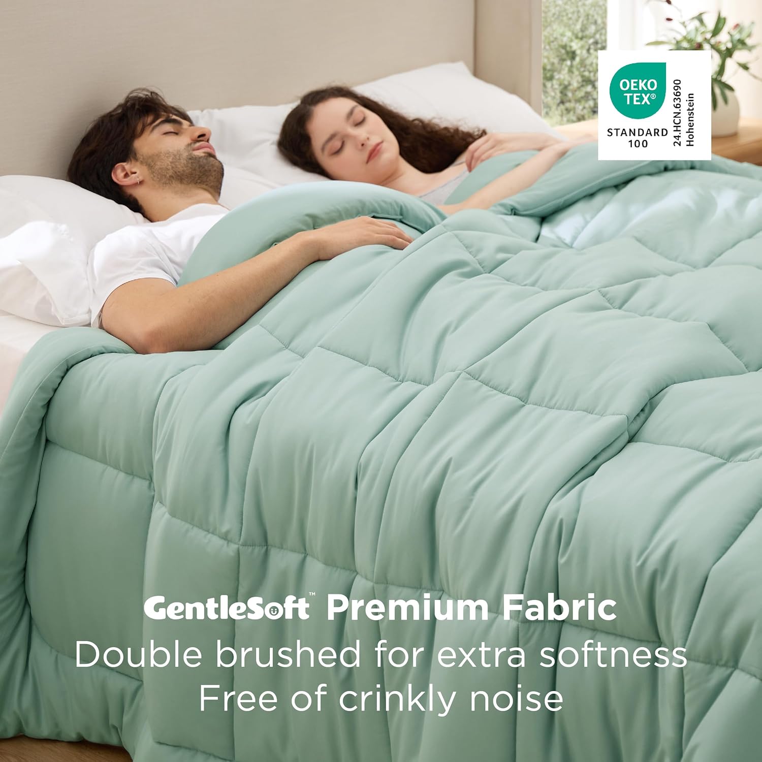 Bedsure Comforter Duvet Insert - Oversized King Size All-Season Down Alternative Bedding | Sage Green 116x98 Inches