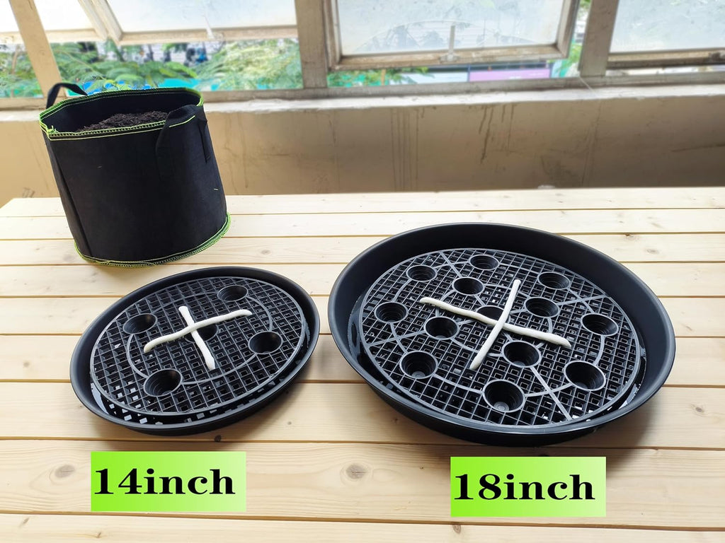 Skiennix Plant Saucer Stand - Elevated Self-Watering Fabric Pot Base | 14-Inch, 4-Pack for Indoor/Outdoor Use