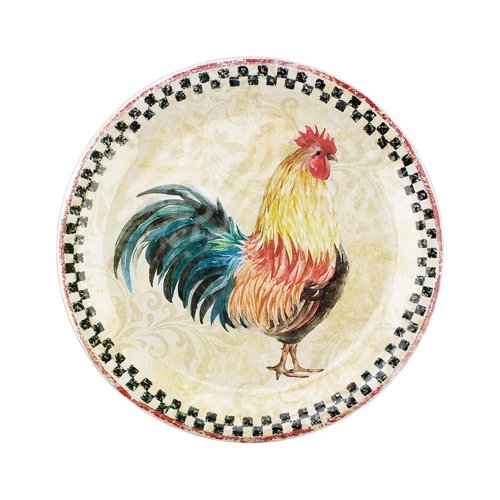 UPware 12 Piece Country Rooster Melamine Dinnerware Sets, Outdoor Dishes Set, Plates and Bowls Sets, Service for 4, Multicolor