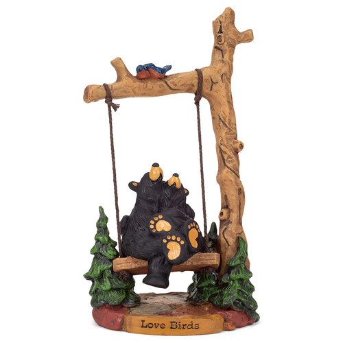 DEMDACO Bearfoots by Jeff Fleming Love Birds Midnight Black 9 x 6 Hand Cast Resin Stone Collectible Tabletop Figurine