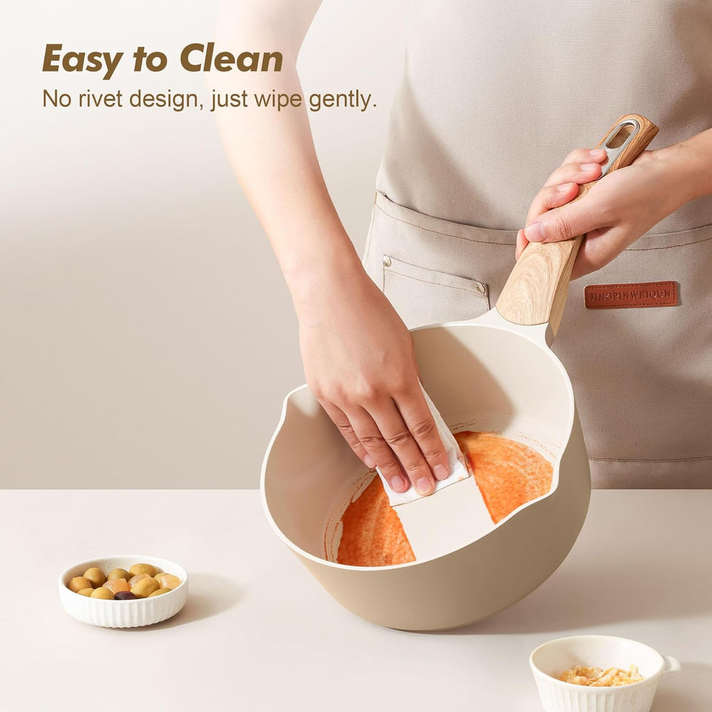 SENSARTE Nonstick Ceramic Saucepan - 1.5 Quart Cooking Pot with Lid & Stay Cool Handle | PFOA Free