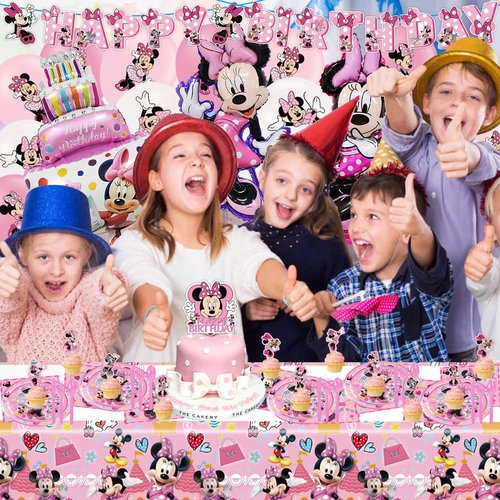 Pink-Themed Birthday Party Decorations Set - Includes Banner, Tablecloth, Balloons, Cutlery