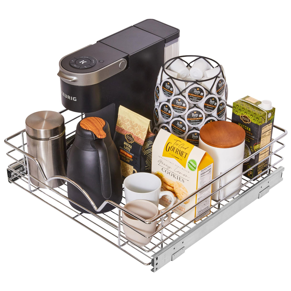 HOLDN’ STORAGE Pull Out Cabinet Organizer, Slide Out Drawer for Kitchen Cabinets & Pantry, Roll Out Shelf for Pots, Pans & Under Sink Storage, Heavy-Duty Full-Extension, 20" W x 21" D x 5" H