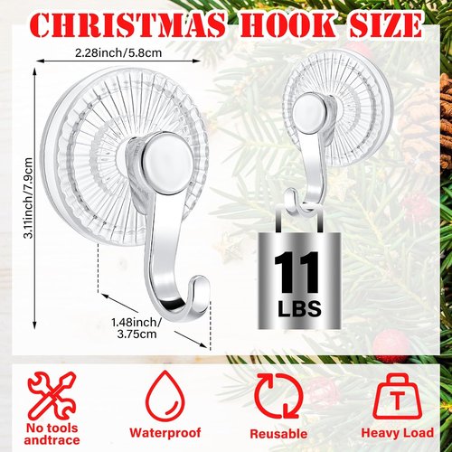 AceOrbit Heavy-Duty Suction Cup Wreath Hangers - 4 Pack Clear Hooks for Glass Doors & Windows
