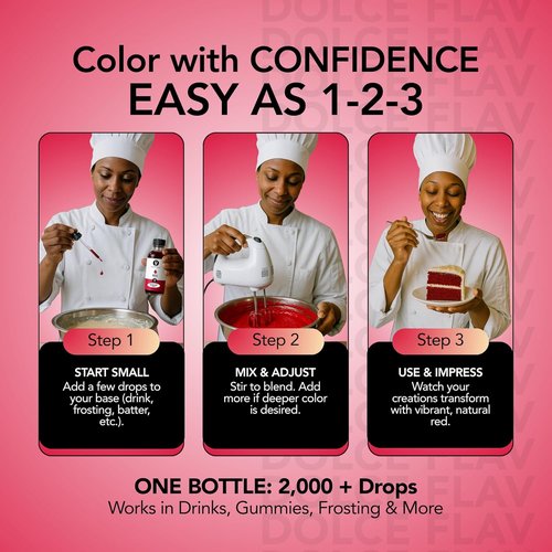 Dolce Flav Natural Red Food Coloring - Vivid Plant-Based Dye from Beets | 2 oz Water-Soluble Liquid for Baking & Drinks | No Artificial Dyes | Kosher & USA-Made