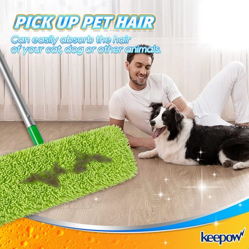 KEEPOW Reusable XL Mop Pads Compatible with Swiffer XL Sweeper, X-Large Dry Sweeping Cloths, Wet Mopping Cloths, Washable Microfiber XL Wet Pads Refills for Surface/Hardwood Floor Cleaning, 4 Pack