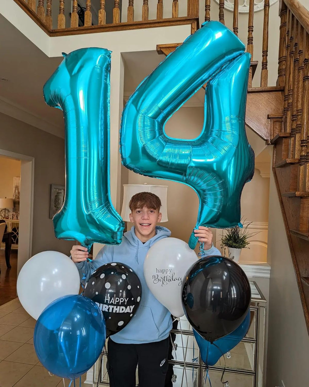 Number 9 Balloon by [Brand Name] - 40 Inch Light Blue Giant Foil Balloon for 9th Birthday Party Decorations
