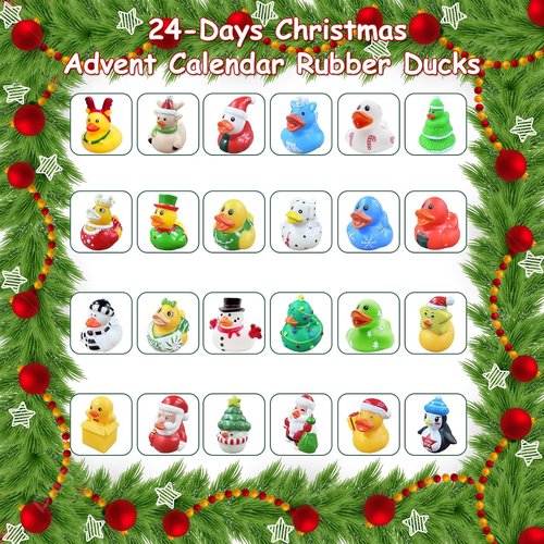 2025 Advent Calendar Rubber Ducks - 24 Days of Fun Christmas Countdown for Kids | Perfect Holiday Party Favors