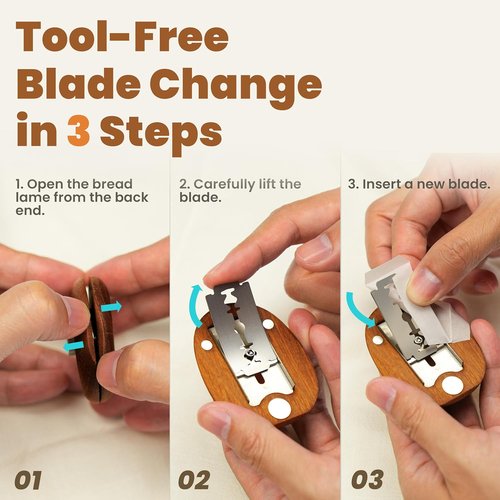JACYAO's Magnetic Bread Lame - Safe Telescopic Sourdough Scoring Tool with 11 Razor Blades | Black Walnut & Stainless Steel