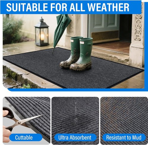 Durable 3' X 5' Front Door Mat by [Brand Name] - Heavy Duty Non-Slip Indoor/Outdoor Entrance Mat