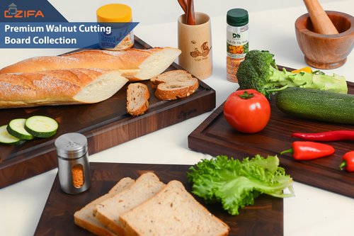 Cozifa American Dark Walnut Wood Cutting Board 17"x12"x1.6" for Kitchen with Juice Groove, Inner Handles, Gift Box Packaging and End Grain Butcher Block Finished with Linseed Oil, Beeswax & Lemon Oil