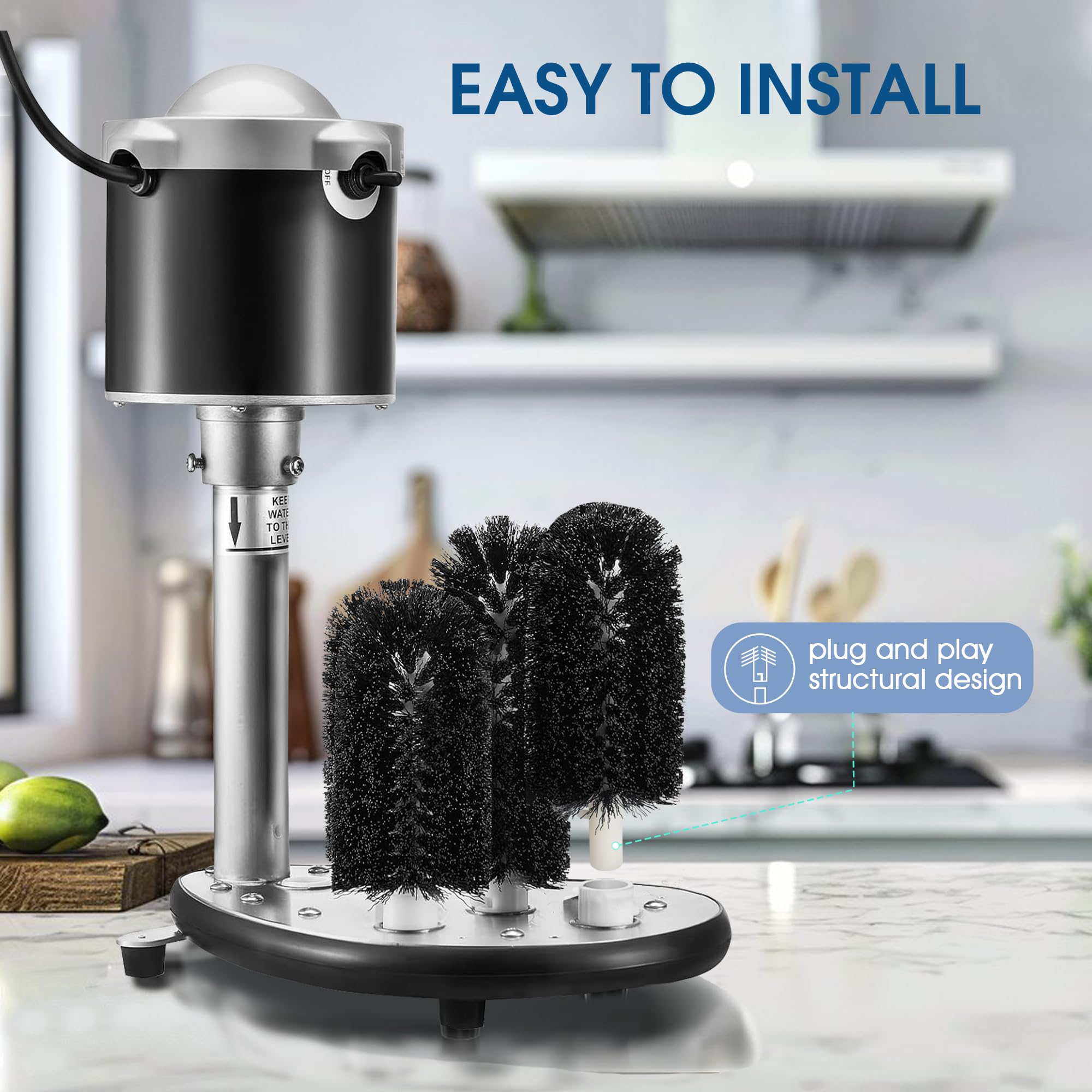 BRS-1722 Glass Washer Brush Replacement Part, Compatible with Bar Maid SS-100, SS-101, A-200, A-205, Standard Brushes Set: 4 Pcs 6-Inch Brushes and 1 Pcs 7.5-Inch Brush