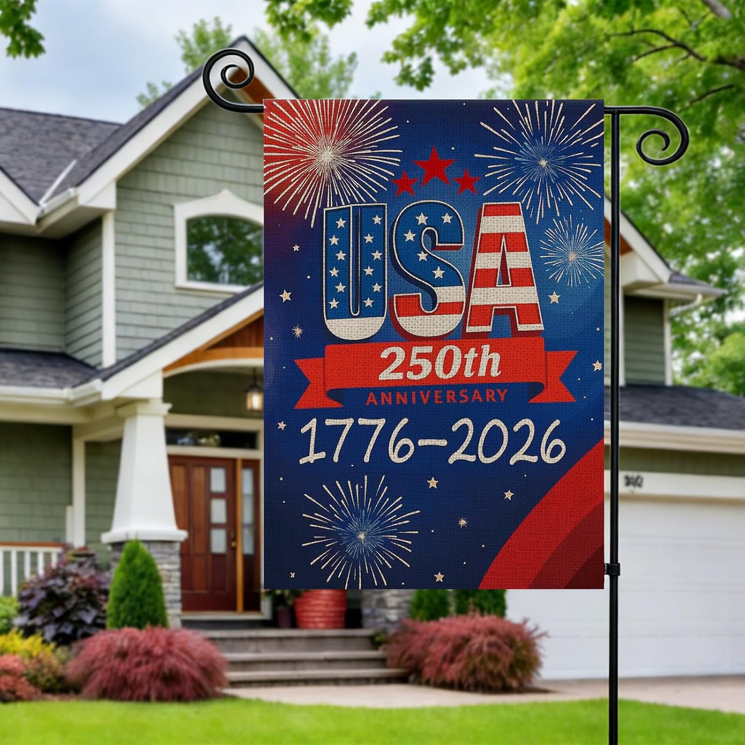 250th Anniversary USA Garden Flag - Double-Sided Waterproof Design | Patriotic 4th of July Decor 12x18 Inch