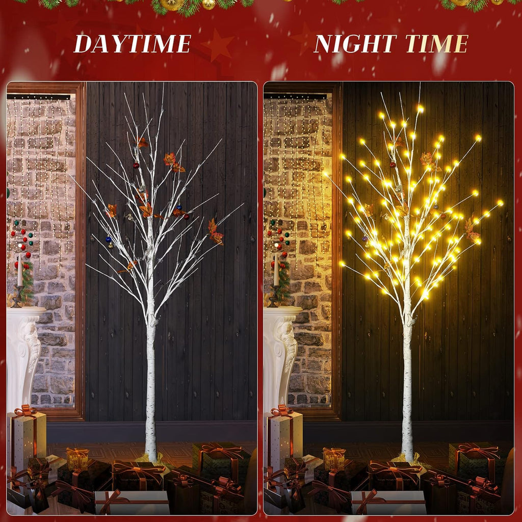 AWQM Artificial Lighted Trees - 3 Pack of 4ft, 5ft & 6ft Warm White LED Christmas Decor for Indoor/Outdoor Use
